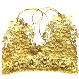 ACOA Lace Yellow Daisies Crochet Bralette Medium